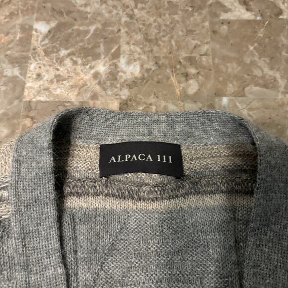 Alpaca 111 Cardigan Mens XL Brown 3D Knit 100% Alpaca Wool Sweater Cable - Picture 7 of 13